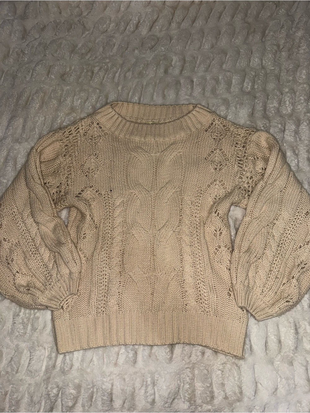 Kori Cream Cable Knit Crewneck Sweater
